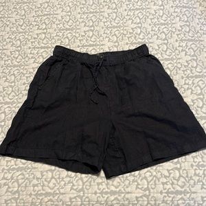 Black linen shorts